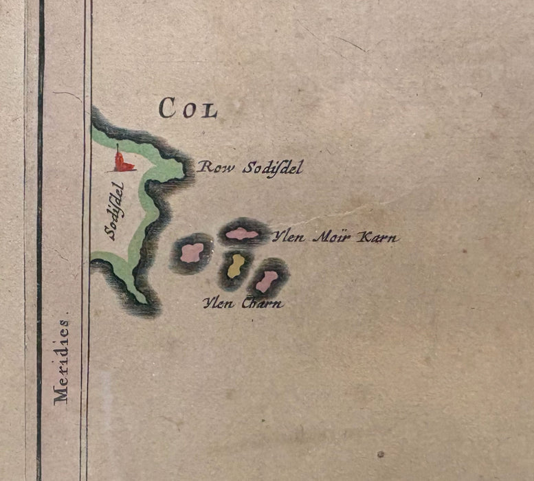 Joan Blaeu / Timothy Pont - Insulae Quaedam Minores ex Aebudis quae Mulam et Skiam insulas interjacent. Some of the Smaller Westerne Yles lying betweene the Yles of Mule and Skye. Amsterdam, c.1654. Hand-coloured engraved map.