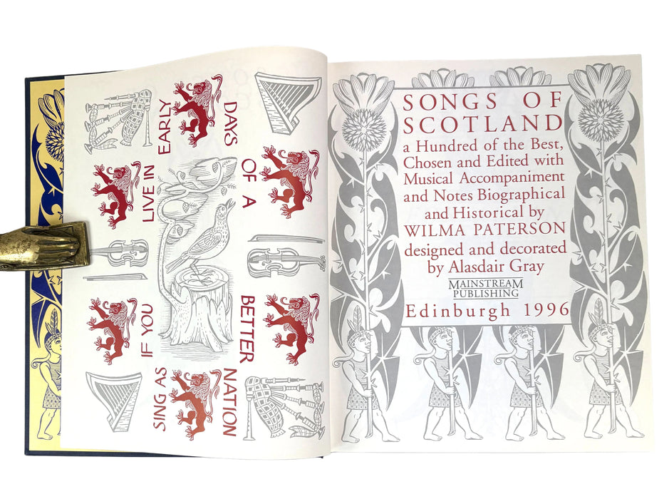 Songs of Scotland. Edited by Wilma Paterson and Illustrated by Alasdair Gray, 1996. Scarce withdrawn first impression.