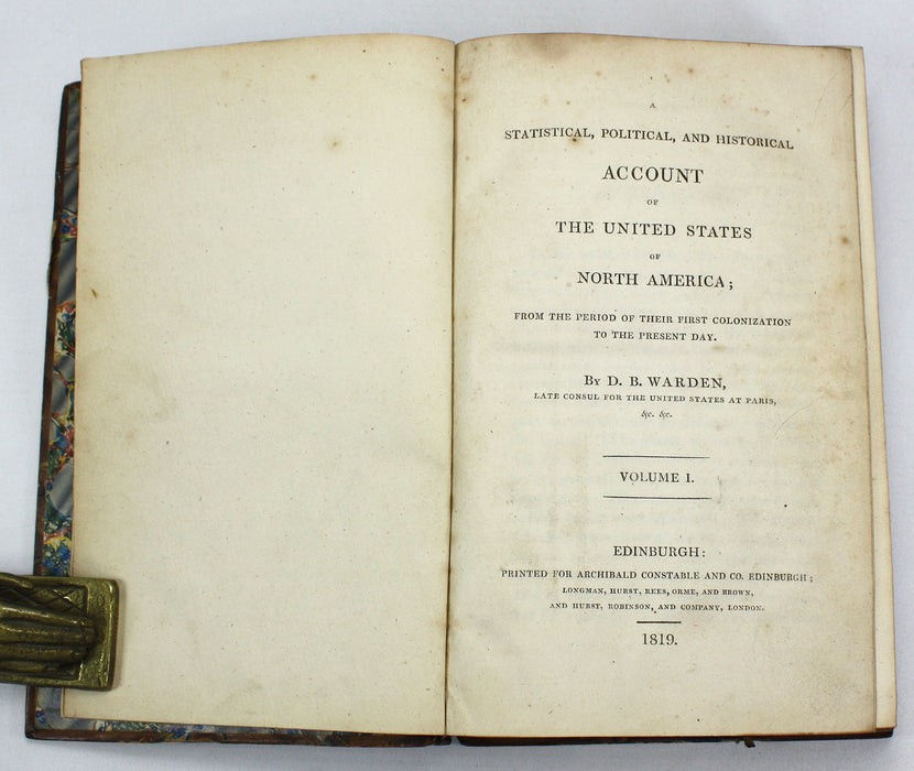 Statistical, Political, and Historical Account of the United States of North America, D.B. Warden, 1819, 3 Vols complete