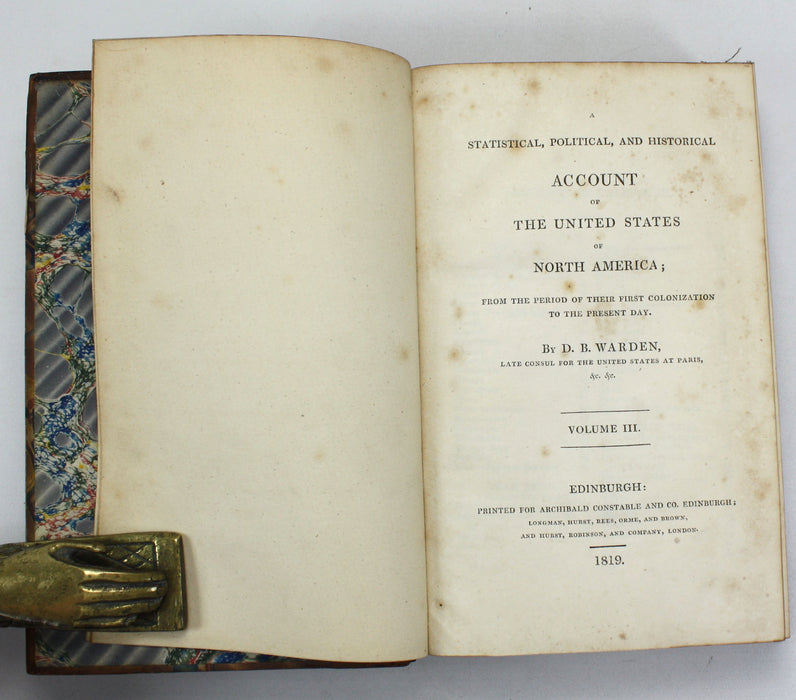Statistical, Political, and Historical Account of the United States of North America, D.B. Warden, 1819, 3 Vols complete