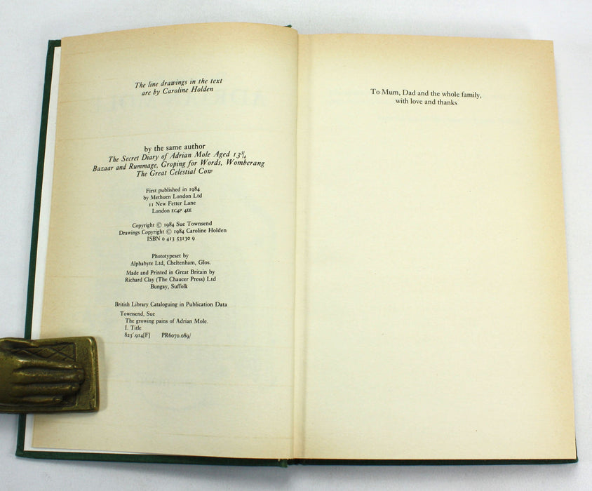 Sue Townsend; First editions of The Secret Diary of Adrian Mole aged 13 3/4 & The Growing Pains of Adrian Mole, 1982-1984