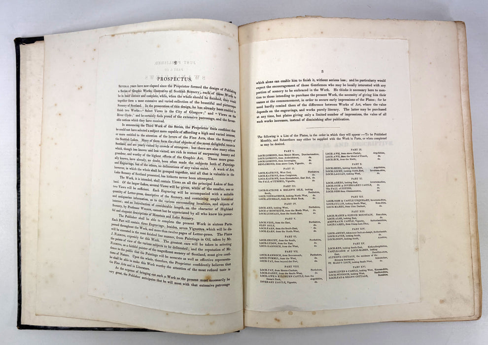 Swan's Views of the Lakes of Scotland, Parts 1-8 Proof Copy - Sales Prospectus, c. 1836