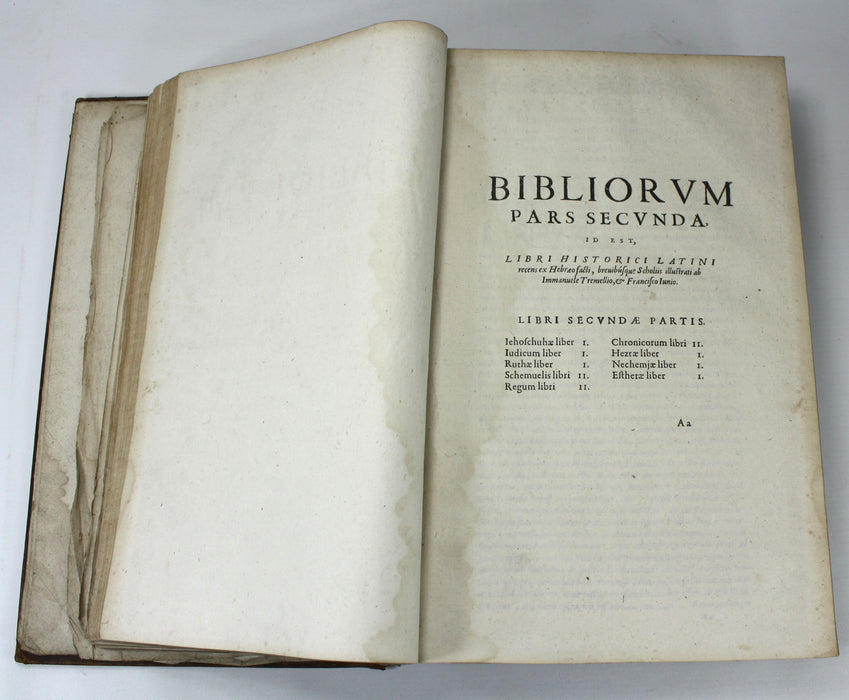 Testamenti Veteris Biblia Sacra, Genevae, Matthaei Berjon, 1617. Early Bible from Geneva, in Latin.