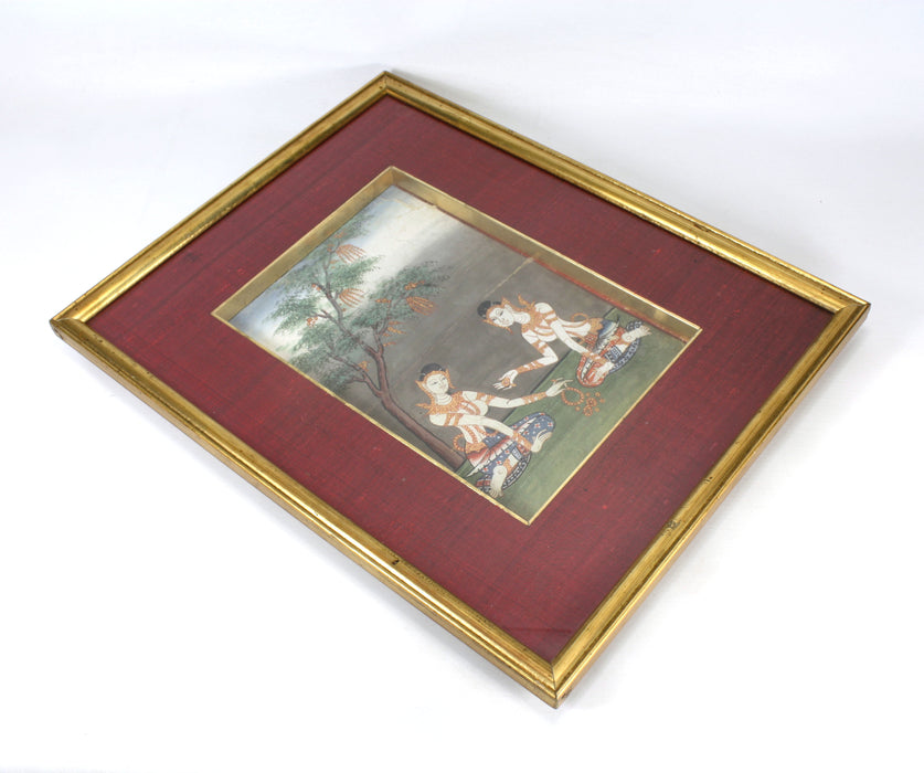 Original Framed Thai Buddhist Manuscript illustration, c. 19th Century.