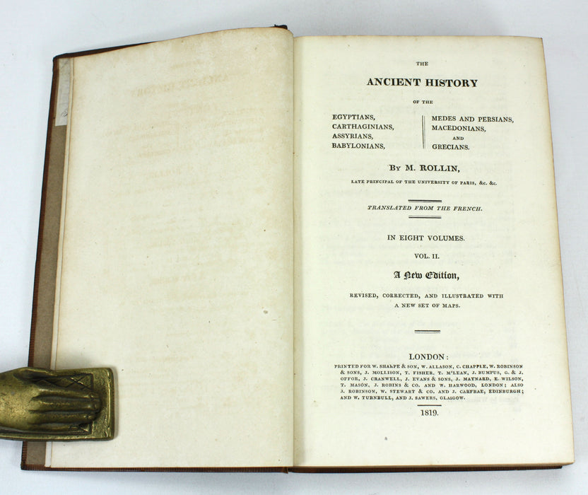 The Ancient History of The Egyptians, Cathaginians, Assyrians, Babylonians, Medes and Persians, Macedonians and Grecians, Charles Rollin, 1819, 8 Volumes complete