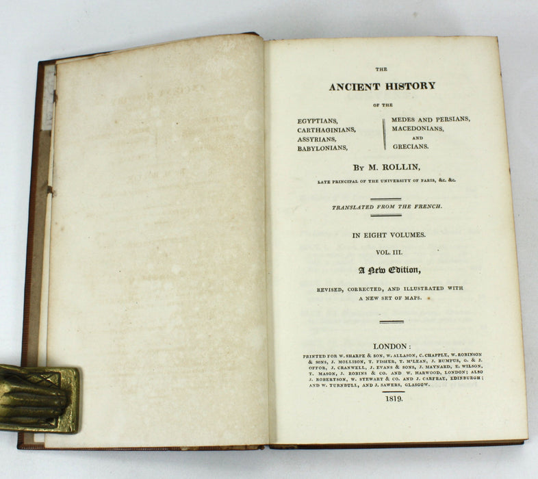 The Ancient History of The Egyptians, Cathaginians, Assyrians, Babylonians, Medes and Persians, Macedonians and Grecians, Charles Rollin, 1819, 8 Volumes complete