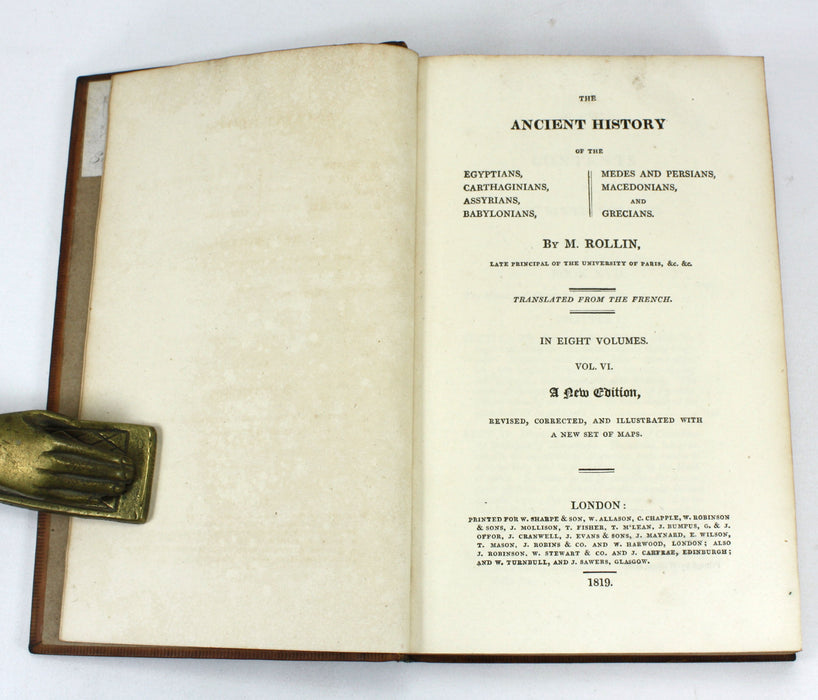 The Ancient History of The Egyptians, Cathaginians, Assyrians, Babylonians, Medes and Persians, Macedonians and Grecians, Charles Rollin, 1819, 8 Volumes complete