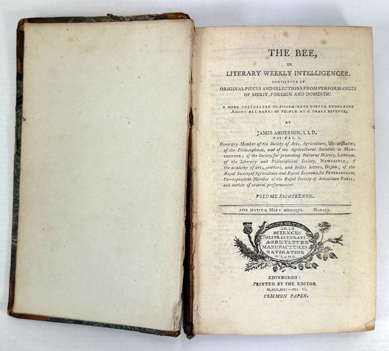 The Bee, or Literary Weekly Intelligencer, James Anderson, Volume Eighteenth, 1793, Edinburgh