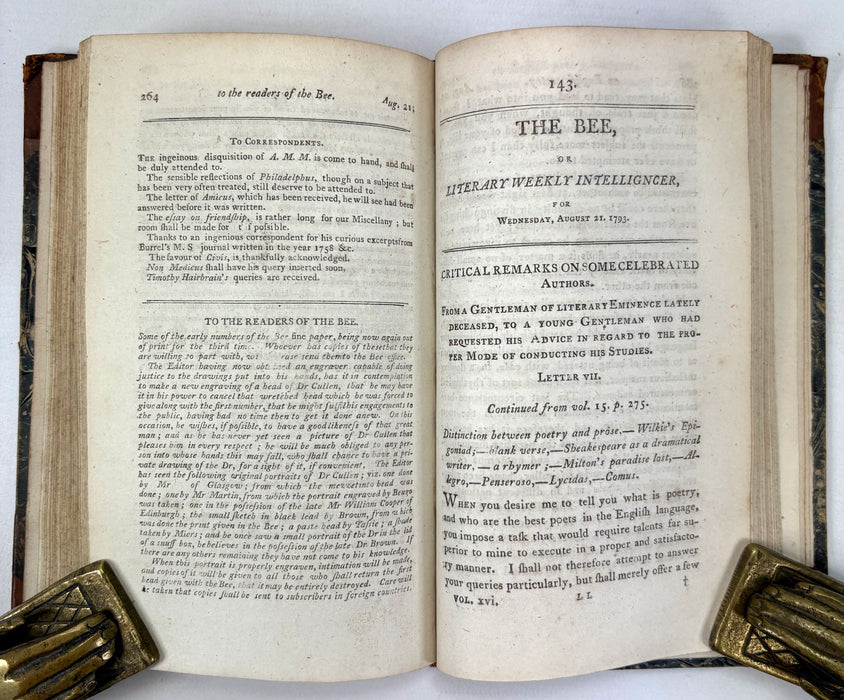 The Bee, or Literary Weekly Intelligencer, James Anderson, Volume Sixteenth, 1793, Edinburgh