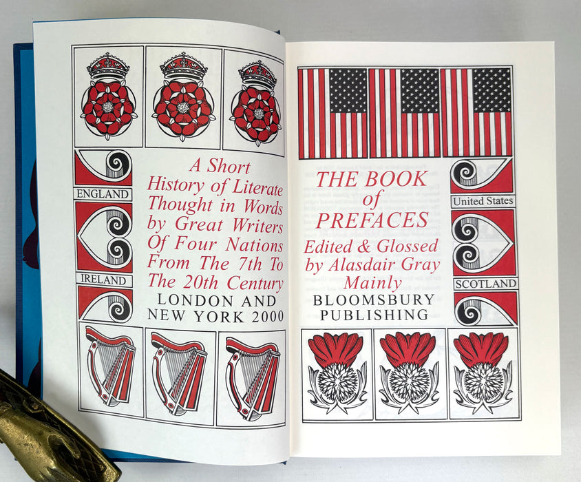 The Book of Prefaces, Alasdair Gray, 2000, with signed autograph postcard