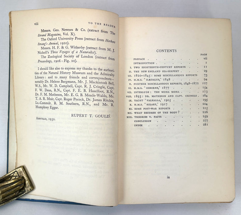 The Case for the Sea-Serpent, by Rupert T. Gould. Published by Philip Allan, 1930
