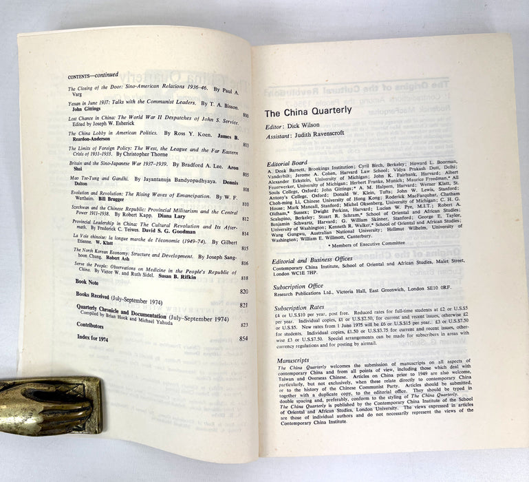 The China Quarterly, Run of 12 Issues, 1972-1975