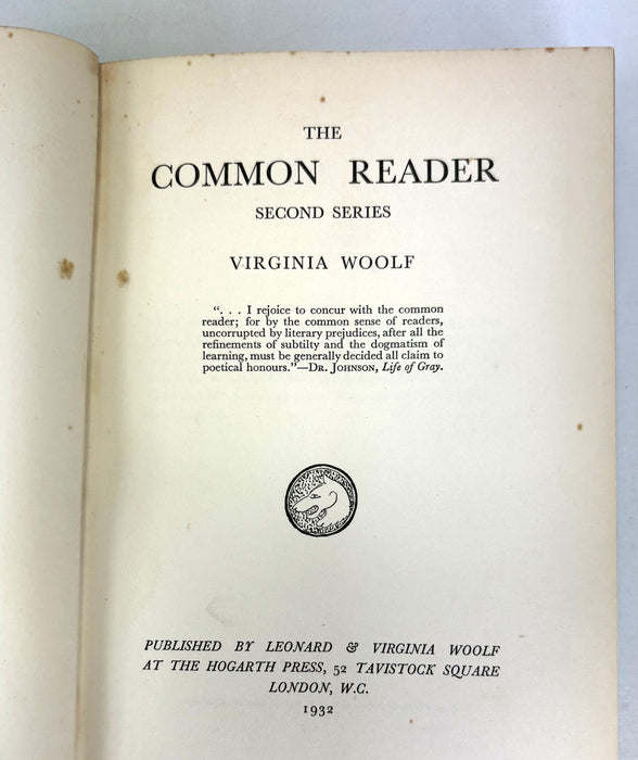 The Common Reader; Second Series, Virginia Woolf, Hogarth Press 1932