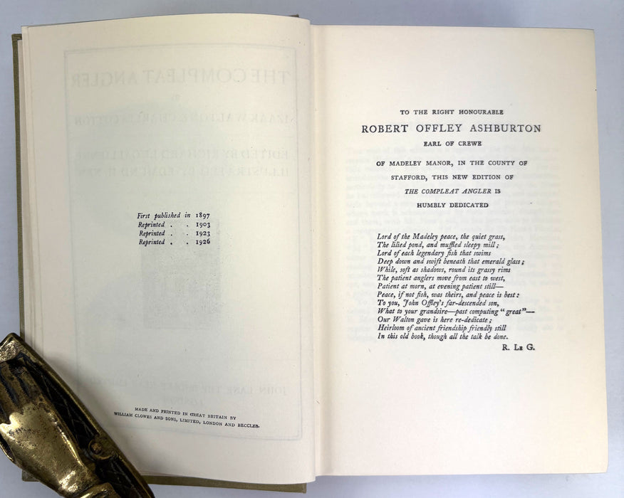 The Compleat Angler, Izaak Walton & Charles Cotton, John Lane The Bodley Head, 1926