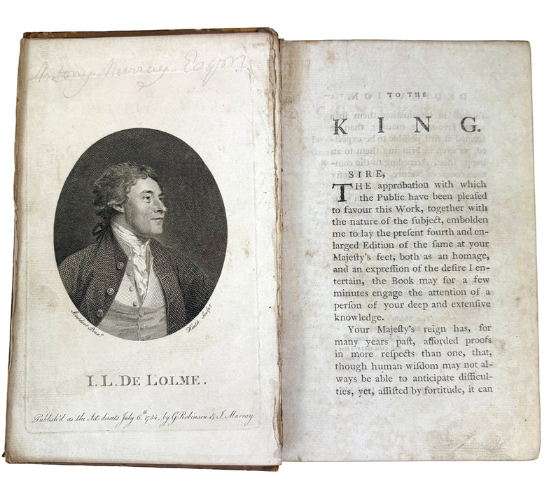 The Constitution of England, or, An Account of the English Government, by J.L. De Lolme, 1784