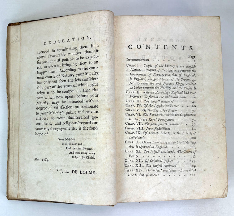 The Constitution of England, or, An Account of the English Government, by J.L. De Lolme, 1784