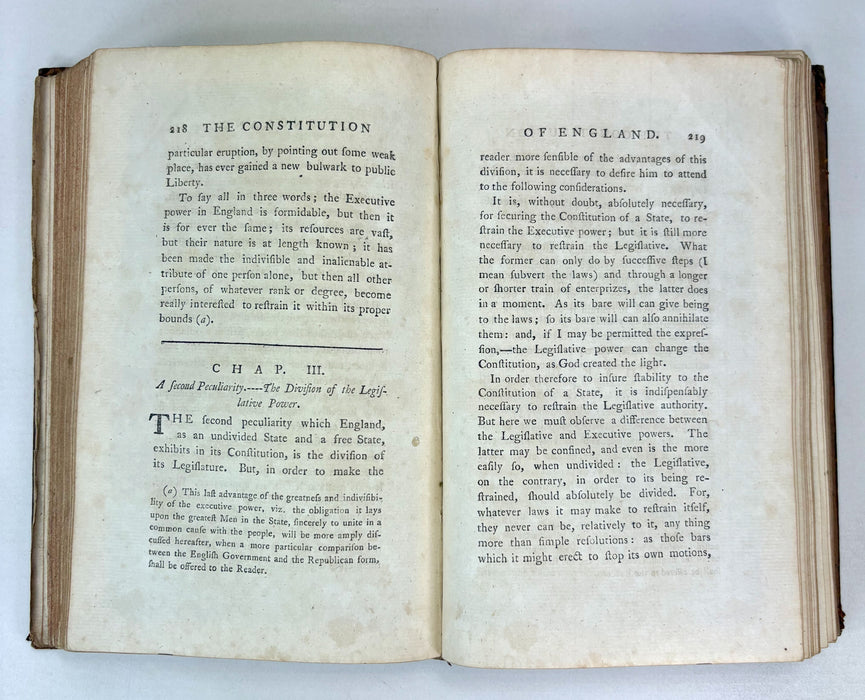 The Constitution of England, or, An Account of the English Government, by J.L. De Lolme, 1784