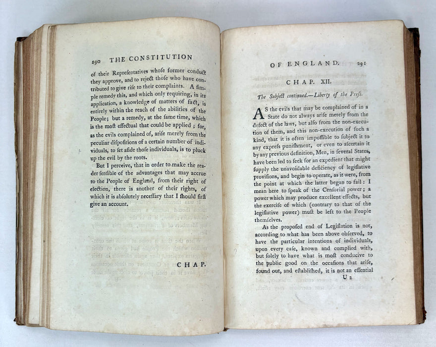The Constitution of England, or, An Account of the English Government, by J.L. De Lolme, 1784