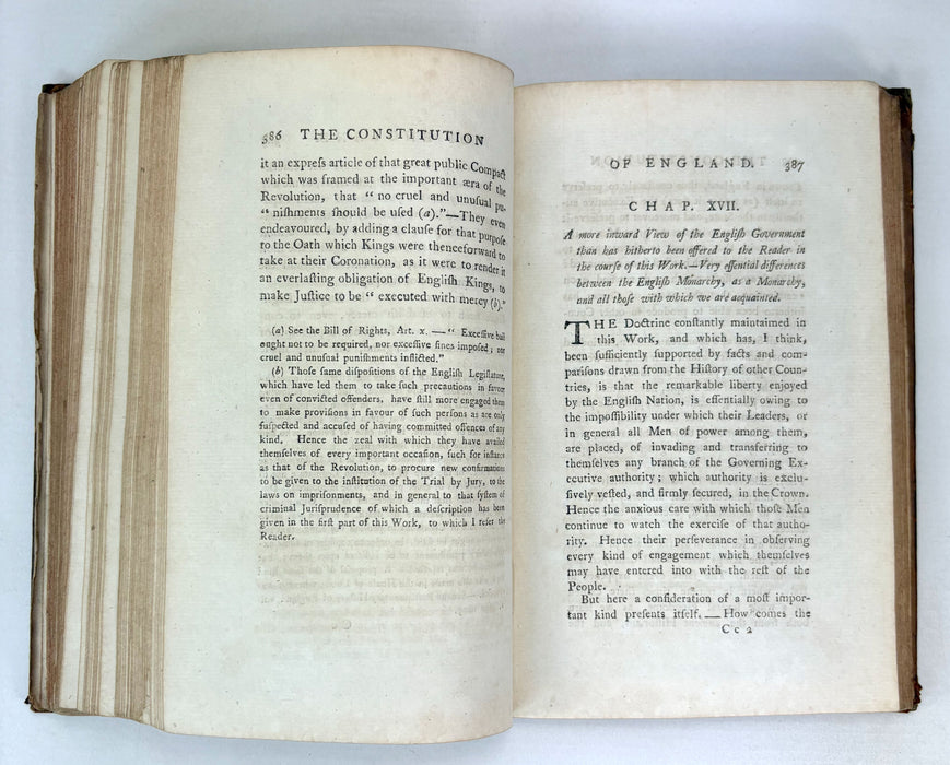 The Constitution of England, or, An Account of the English Government, by J.L. De Lolme, 1784