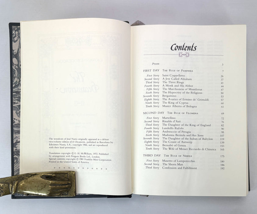 The Decameron by Giovanni Boccaccio. Translated by G.H. McWilliam. Franklin Library, 1981