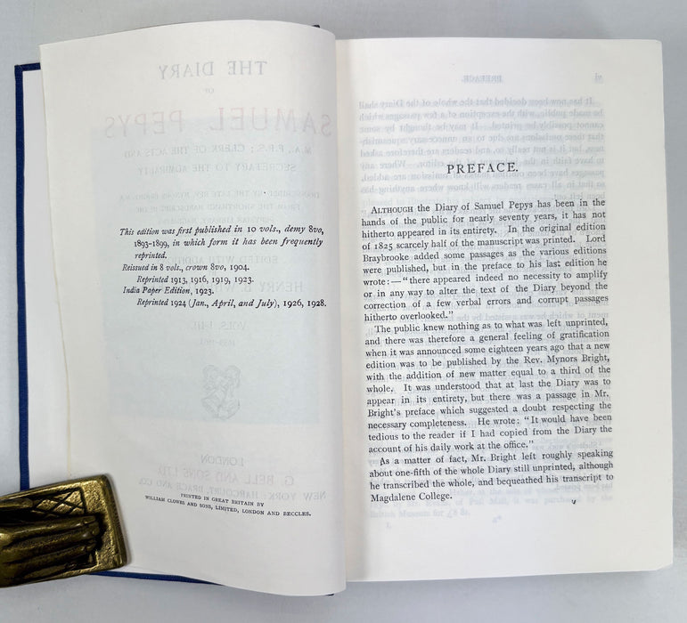 The Diary of Samuel Pepys 1659-1669, edited by Henry B. Wheatley, 3 volumes complete, G. Bell and Sons, 1928