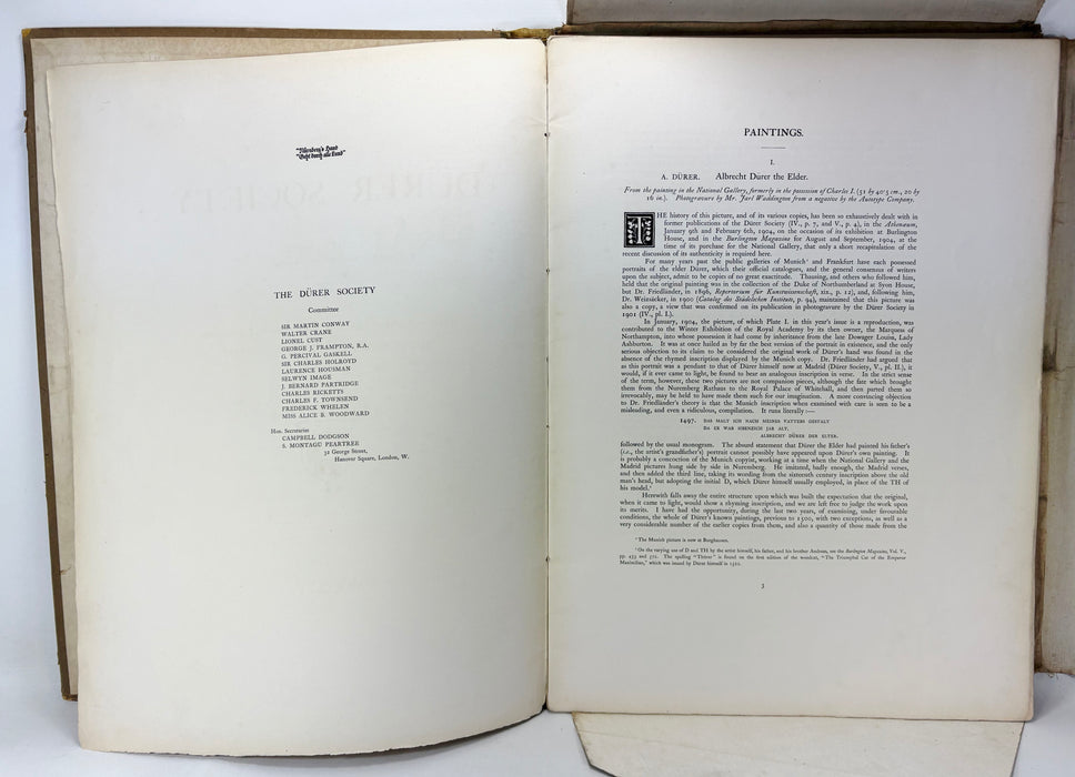The Dürer Society, Eighth Series; complete Folio with 29 backed sheets of prints, 1905 (elephant folio size)