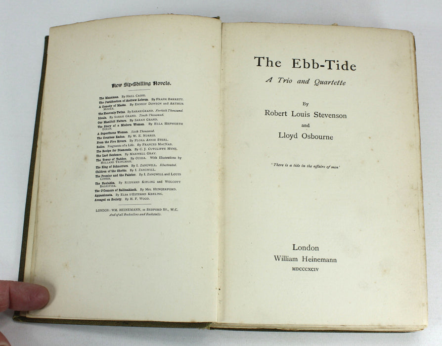 The Ebb-Tide by Robert Louis Stevenson and Lloyd Osbourne, 1894, first edition