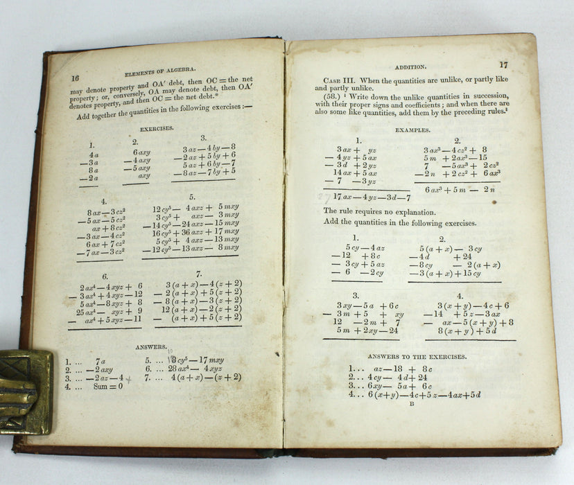 The Elements of Algebra; A Theoretical and Practical Treatise, A. Bell, Edinburgh, 1840