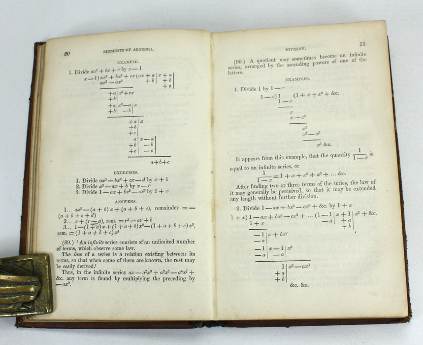 The Elements of Algebra; A Theoretical and Practical Treatise, A. Bell, Edinburgh, 1840