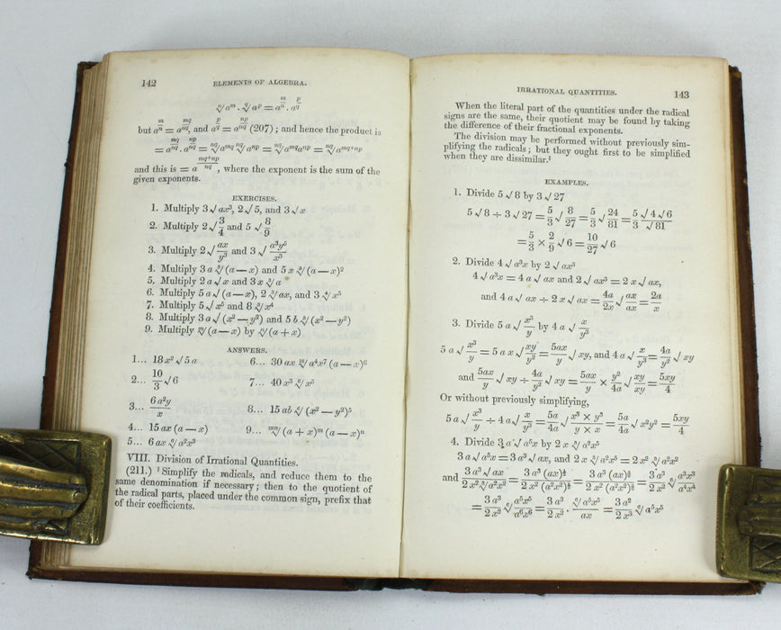 The Elements of Algebra; A Theoretical and Practical Treatise, A. Bell, Edinburgh, 1840