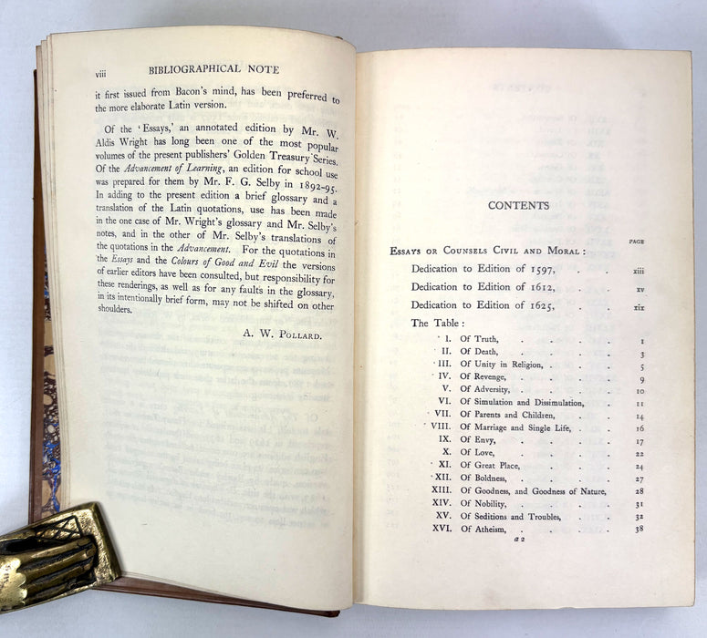 The Essays; Colours of Good and Evil & Advancement of Learning of Francis Bacon, 1902