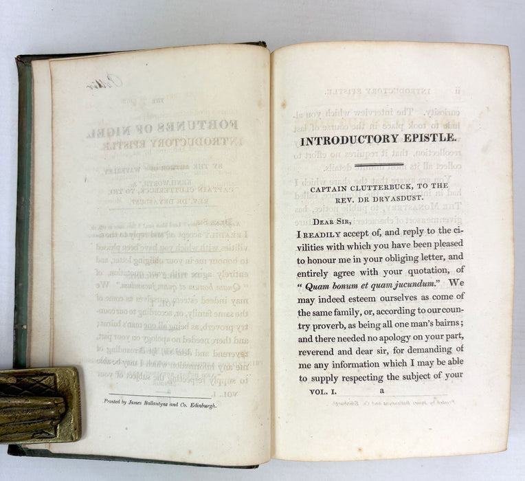 The Fortunes of Nigel, Sir Walter Scott, 1822 first edition in three volumes