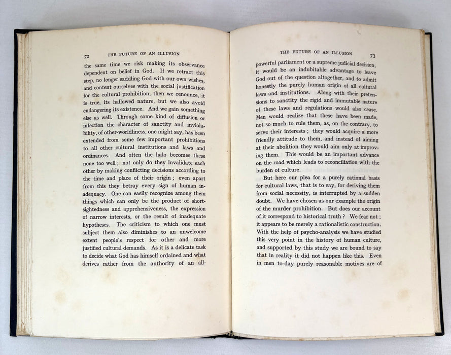The Future of An Illusion, by Sigmund Freud. Leonard & Virginia Woolf at the Hogarth Press, 1928