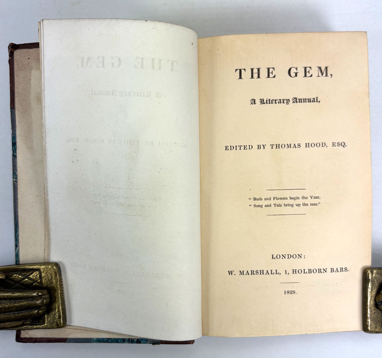 The Gem; A Literary Annual. Edited by Thomas Hood, 1829