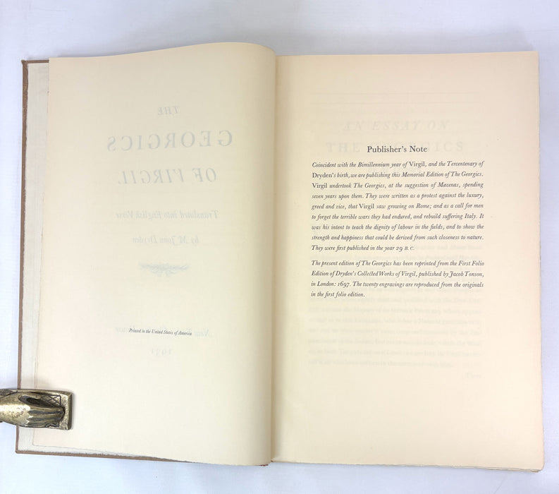 The Georgics of Virgil; Translated into English Verse by Mr. John Dryden, designed and printed by Richard Ellis for Cheshire House, New York, Limited edition, 1931