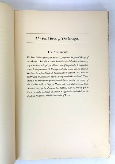 The Georgics of Virgil; Translated into English Verse by Mr. John Dryden, designed and printed by Richard Ellis for Cheshire House, New York, Limited edition, 1931