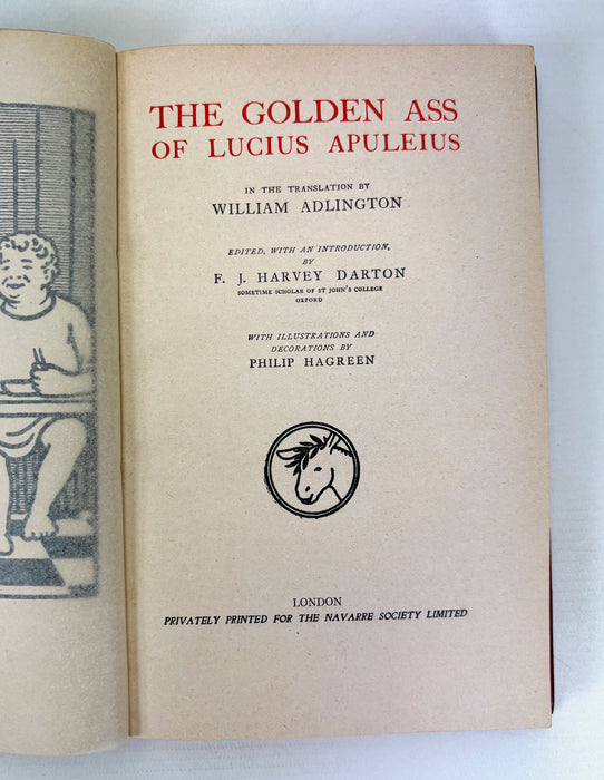 The Golden Ass of Lucius Apuleius in the translation by William Adlington, F.J. Harvey Darton (ed) and illustrated by Philip Hagreen, Navarre Society. Bayntun-Riviere binding.