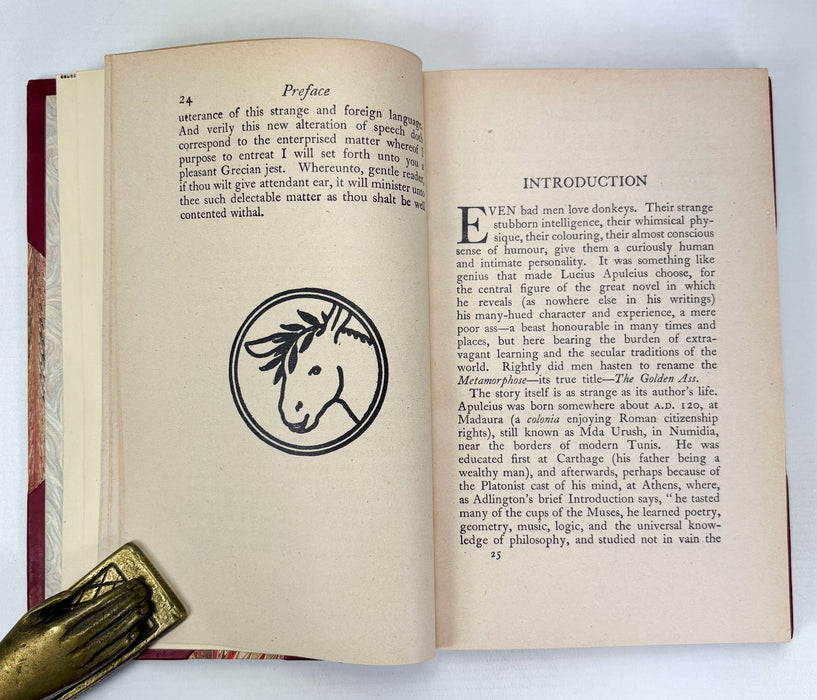 The Golden Ass of Lucius Apuleius in the translation by William Adlington, F.J. Harvey Darton (ed) and illustrated by Philip Hagreen, Navarre Society. Bayntun-Riviere binding.