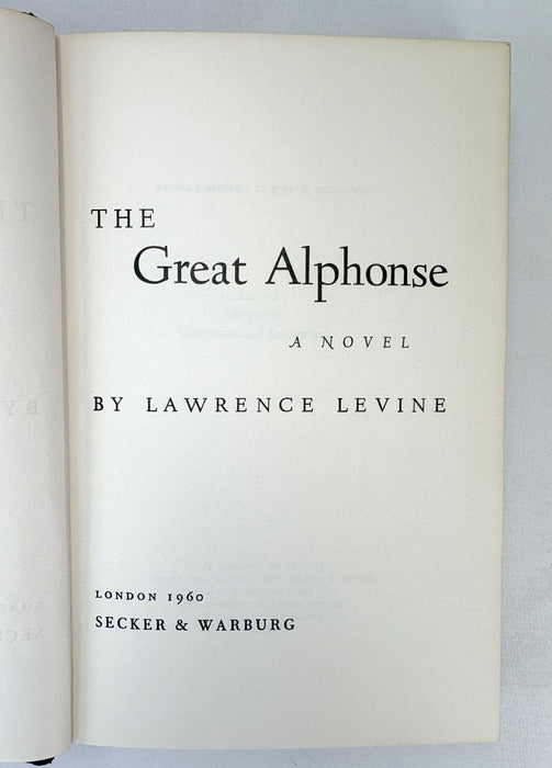 The Great Alphonse by Lawrence Levine, 1960, 1st UK edition, Secker & Warburg