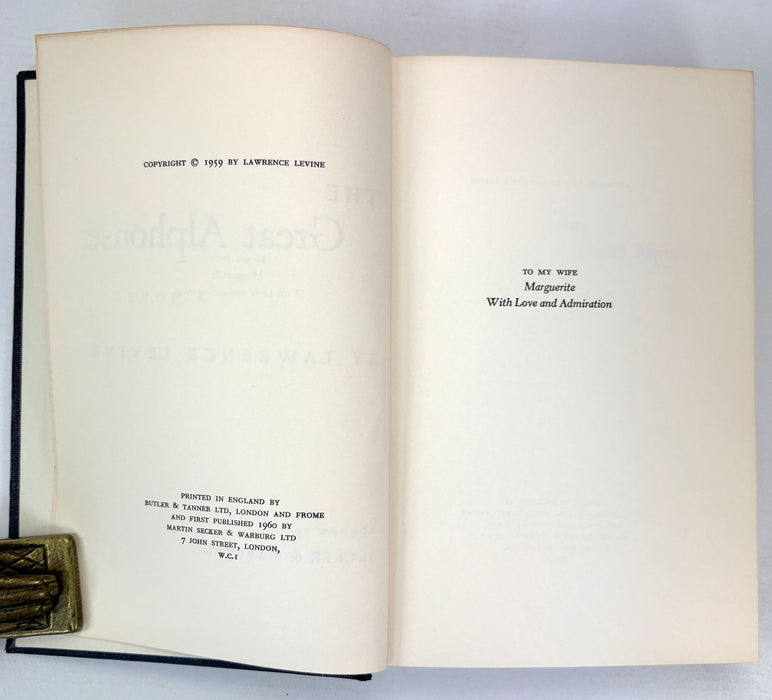 The Great Alphonse by Lawrence Levine, 1960, 1st UK edition, Secker & Warburg