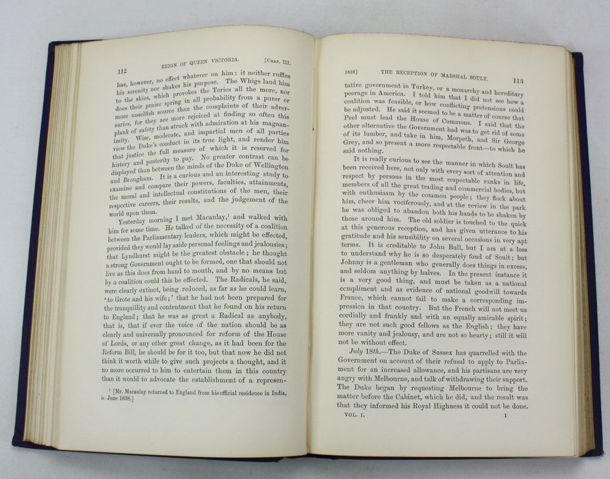The Greville Memoirs; A Journal of the Reigns of King George IV, King William IV and Queen Victoria, 3 Parts in 8 Volumes, Charles C.F. Greville, 1875-1887