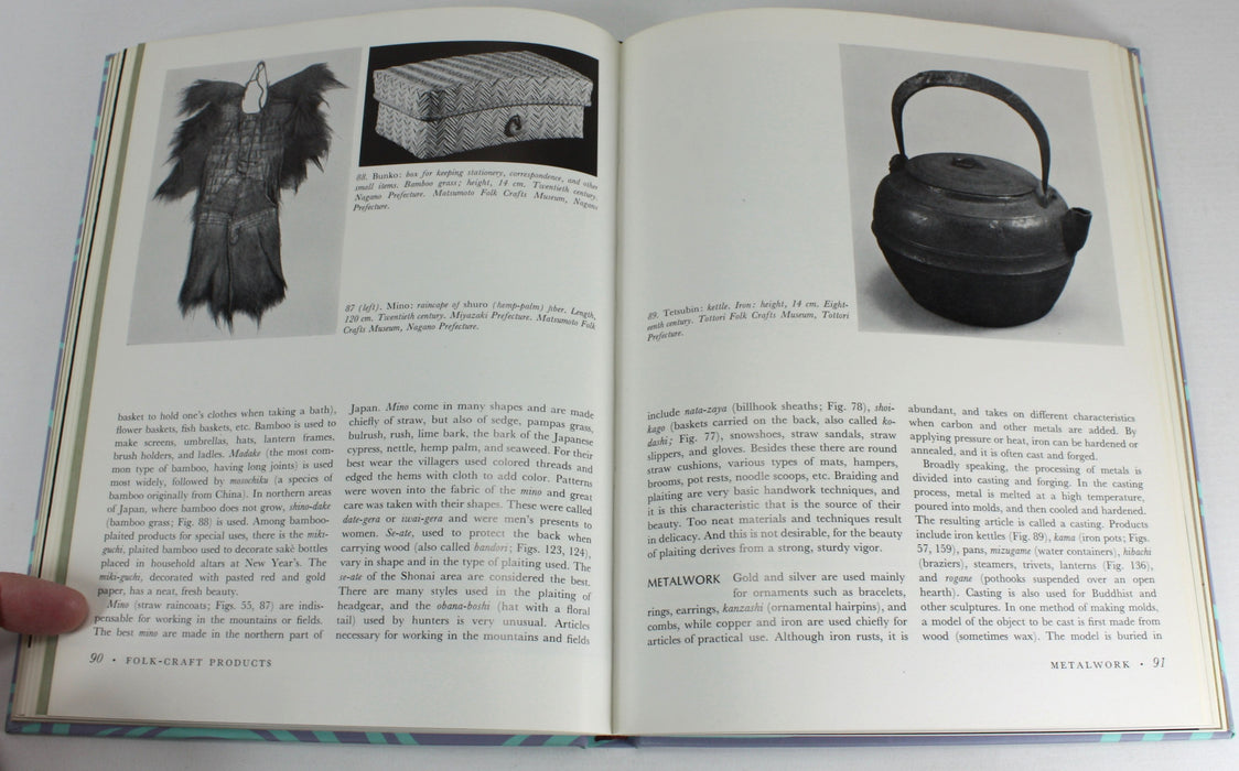 The Heibonsha Survey of Japanese Art; Folk Art and Crafts of Japan by Kageo Muraoka and Kichiemon Okamura; with hand drawn Enid Marx bookmark