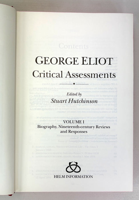 The Helm Information; George Eliot Critical Assessments, edited by Stuart Hutchinson, 4 Volume box set, 1996
