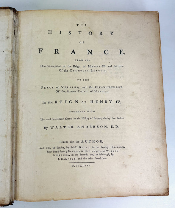 The History of France, Walter Anderson, 1775