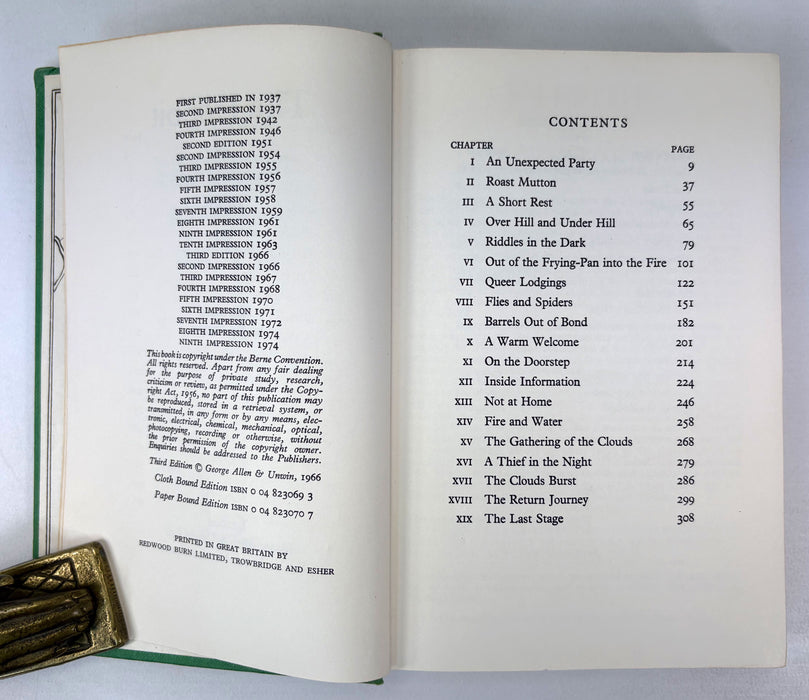 The Hobbit, or There and Back Again, J.R.R. Tolkien, Third edition, Ninth impression, 1974