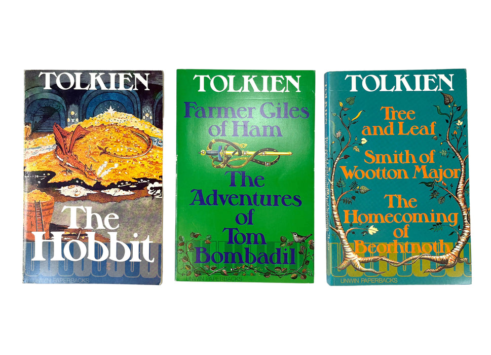 The Hobbit and Other Stories, 3 Volume box set, by J.R.R. Tolkien, 1977, Unwin Paperbacks