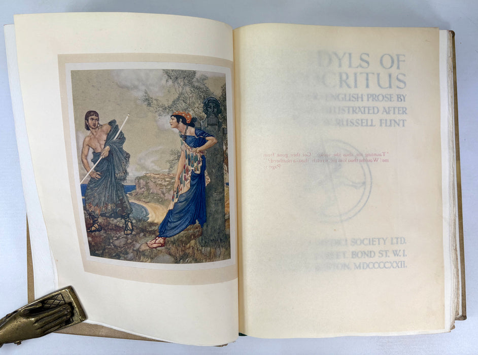 The Idyls of Theocritus; With Bion & Moschus. Translated by Andrew Lang. Illustrated by W. Russell Flint, Medici Society, 1922 limited edition in luxury custom binding