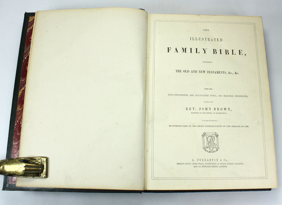 The Illustrated Family Bible, Containing The Old and New Testaments, Rev. John Brown, Fullarton, c. 1860