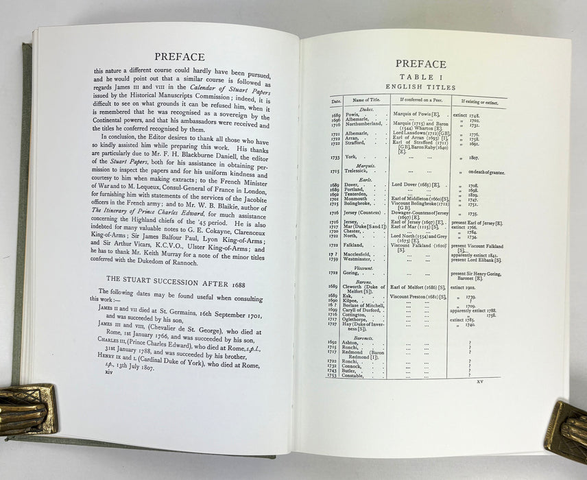 The Jacobite Peerage, Baronetage, Knightage, & Grants of Honour, Melville Henry Massue, Marquis de Ruvigny & Raineval, 1974 facsimile of original 1904 edition
