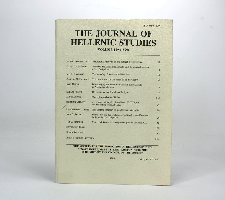 The Journal of Hellenic Studies, Volume 119, 1999.